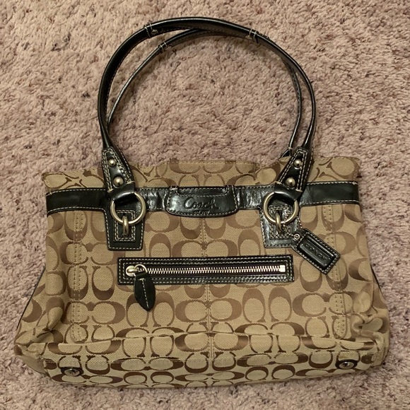 Coach Classic Print Ruffle Top Penelope Handbag - Picture 2 of 8